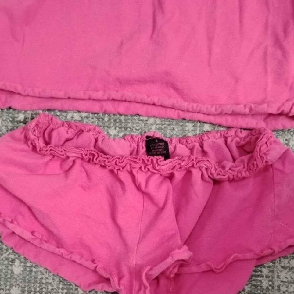 Pink Ruffled Tank and Shorts Set Small - Picture 6 of 7